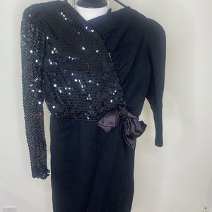 Black half sequin sleeve dress